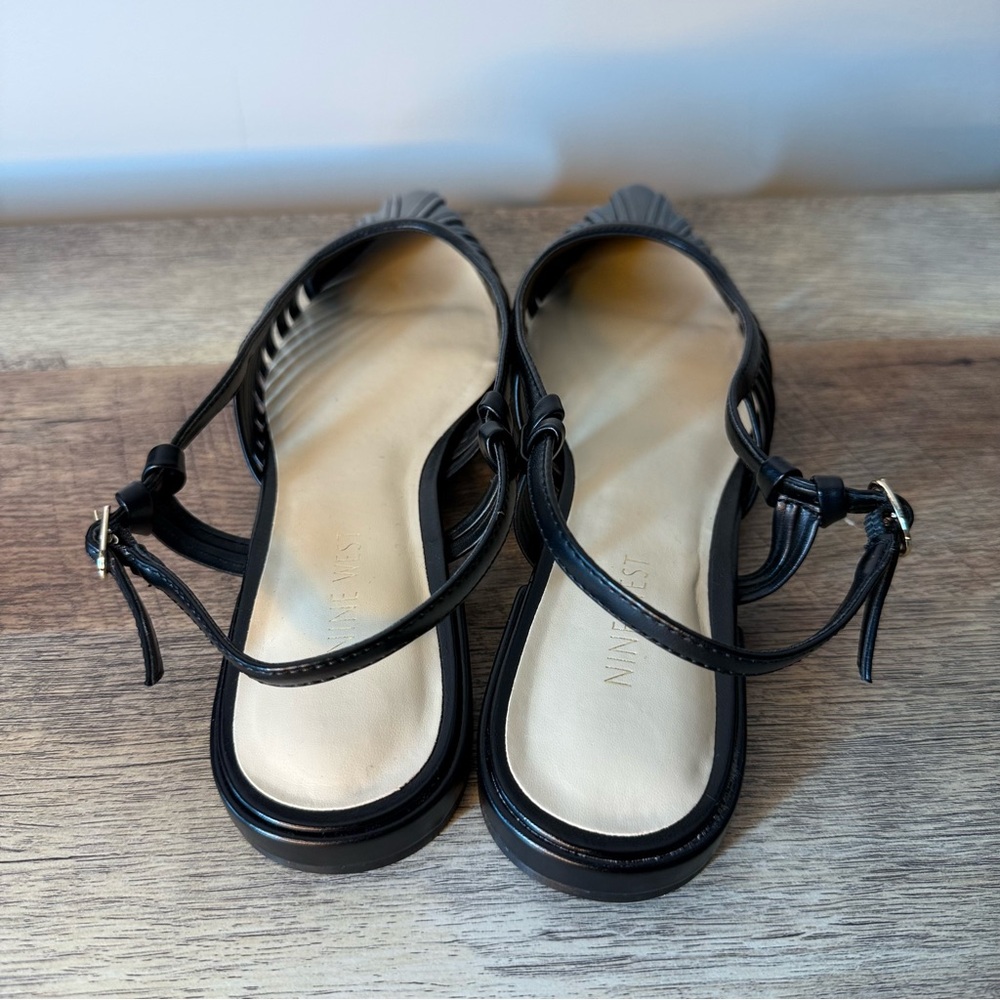 Nine West Black Pointed Slingback Cutout Flats - Picture 5 of 9
